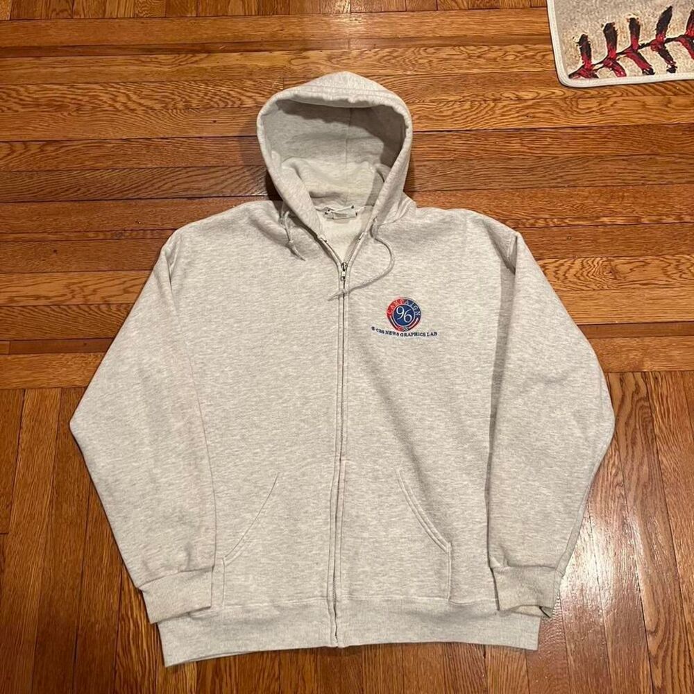 Vintage USA made cbs news full zip up‎ hoodie